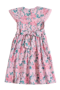 Mini Aster Dress in Pink Sketched Flower