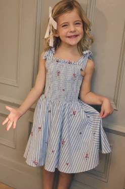 Mini Bluebell Dress in Blue & White Stripes