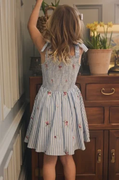 Mini Bluebell Dress in Blue & White Stripes