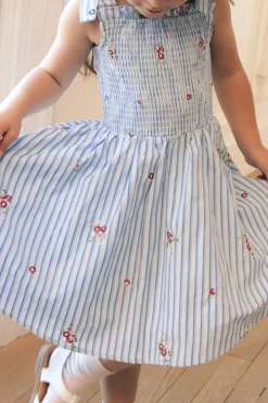 Mini Bluebell Dress in Blue & White Stripes