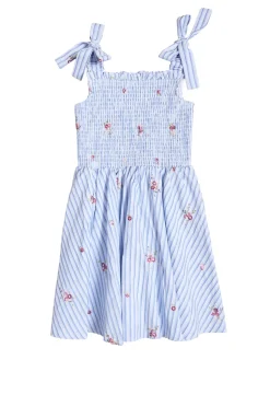 Mini Bluebell Dress in Blue & White Stripes