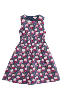 Mini Carly Dress in Navy Pressed Petals