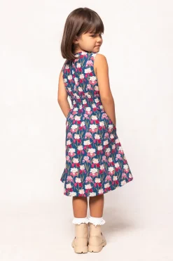 Mini Carly Dress in Navy Pressed Petals