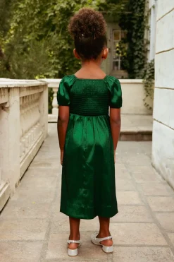 Mini Cassie Dress in Green Taffeta