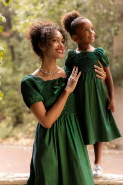 Mini Cassie Dress in Green Taffeta