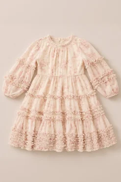 Mini Geneva Dress in Banana Creme Aquarelle Fleur