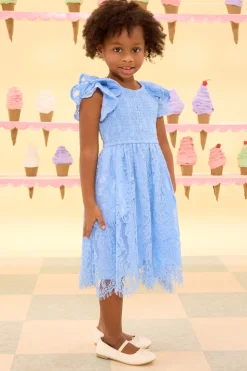 Mini Hattie Dress in Cornflower Blue Lace