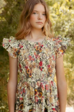 Mini Hattie Dress in Rose Vine