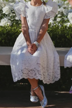 Mini Hattie Dress in White Lace