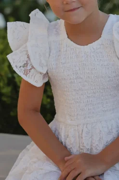 Mini Hattie Dress in White Lace
