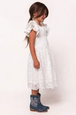 Mini Hattie Dress in White Lace