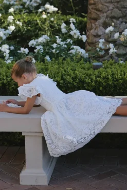 Mini Hattie Dress in White Lace