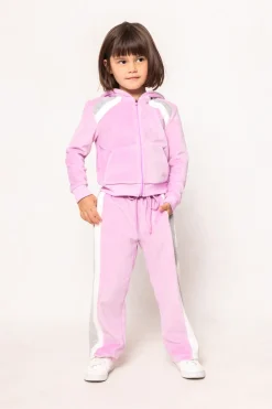 Mini Kailey Velour Track Pants in Pink