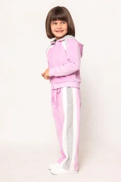Mini Kailey Velour Track Pants in Pink