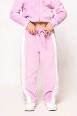Mini Kailey Velour Track Pants in Pink