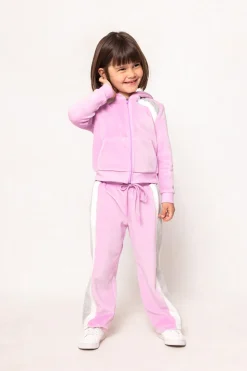 Mini Kailey Zip Up Velour Sweatshirt in Pink