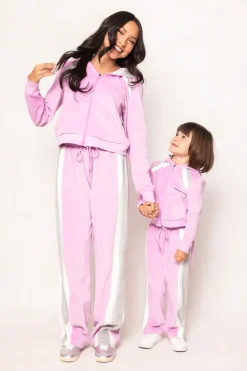 Mini Kailey Zip Up Velour Sweatshirt in Pink