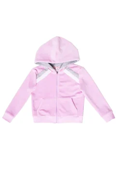 Mini Kailey Zip Up Velour Sweatshirt in Pink