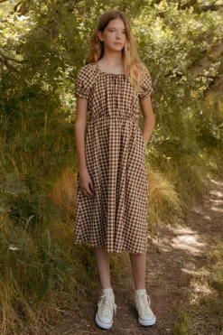Mini Kaitlyn Dress in Chocolate Gingham