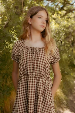 Mini Kaitlyn Dress in Chocolate Gingham