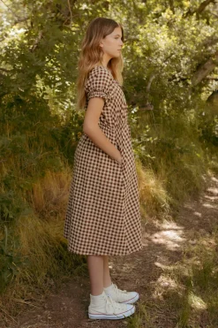 Mini Kaitlyn Dress in Chocolate Gingham