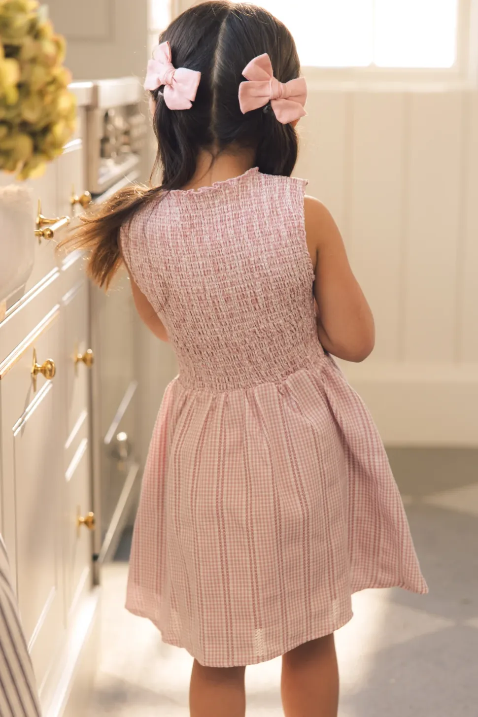 Mini Karla Dress in Pink Striped Gingham