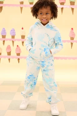 Mini Kian Hooded Sweatshirt in Blue Aquarelle Fleur