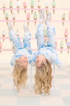 Mini Kian Jogger Sweatpants in Blue Aquarelle Fleur