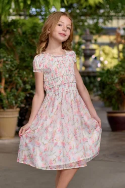 Mini Kyla Dress in Watercolor Orchids