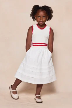 Mini Lisbon Dress in Ivory & Firework Red