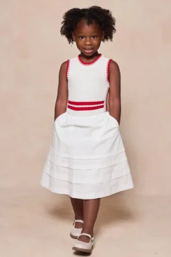 Mini Lisbon Dress in Ivory & Firework Red