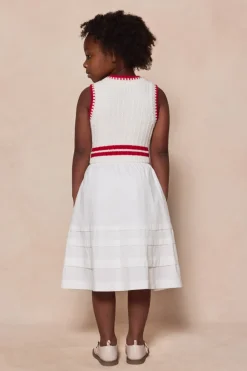 Mini Lisbon Dress in Ivory & Firework Red