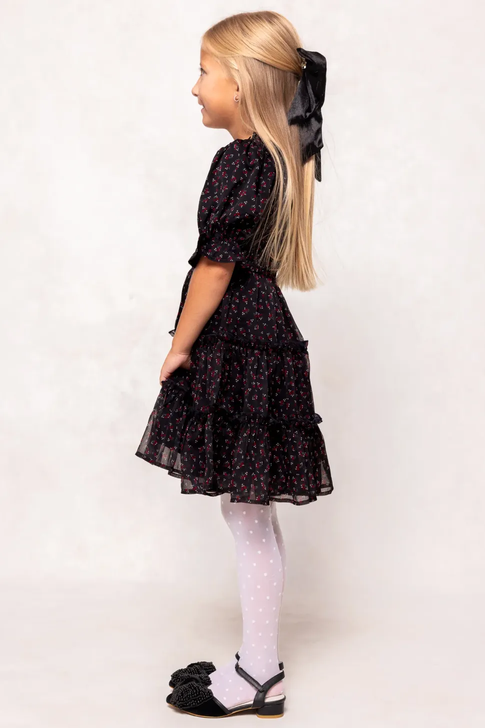 Mini Madeline Dress in Black Ditsy Floral
