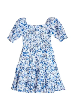 Mini Madeline Dress in Ditsy Cobalt Floral