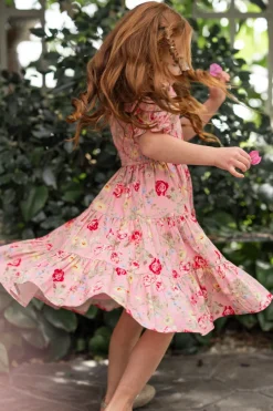 Mini Madeline Dress in Pink Vintage Poppies