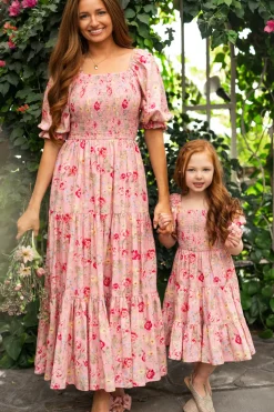 Mini Madeline Dress in Pink Vintage Poppies