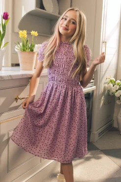 Mini Marcell Dress in Purple Polka Dot
