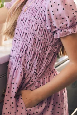 Mini Marcell Dress in Purple Polka Dot