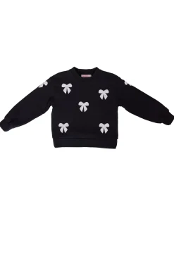 Mini Micah Crew Neck Sweatshirt in Black & Bows