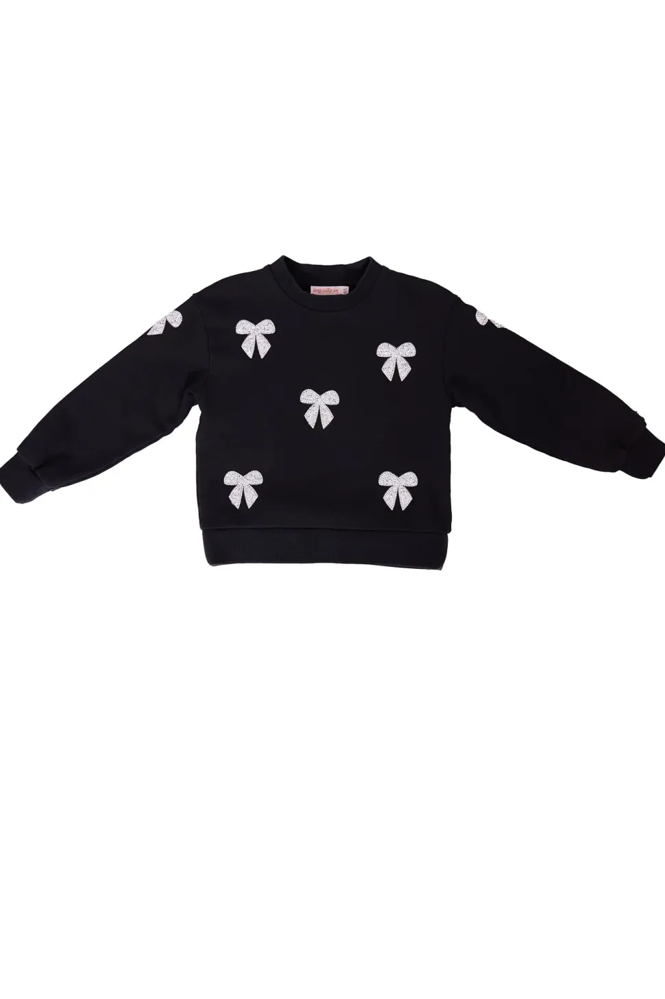 Mini Micah Crew Neck Sweatshirt in Black & Bows