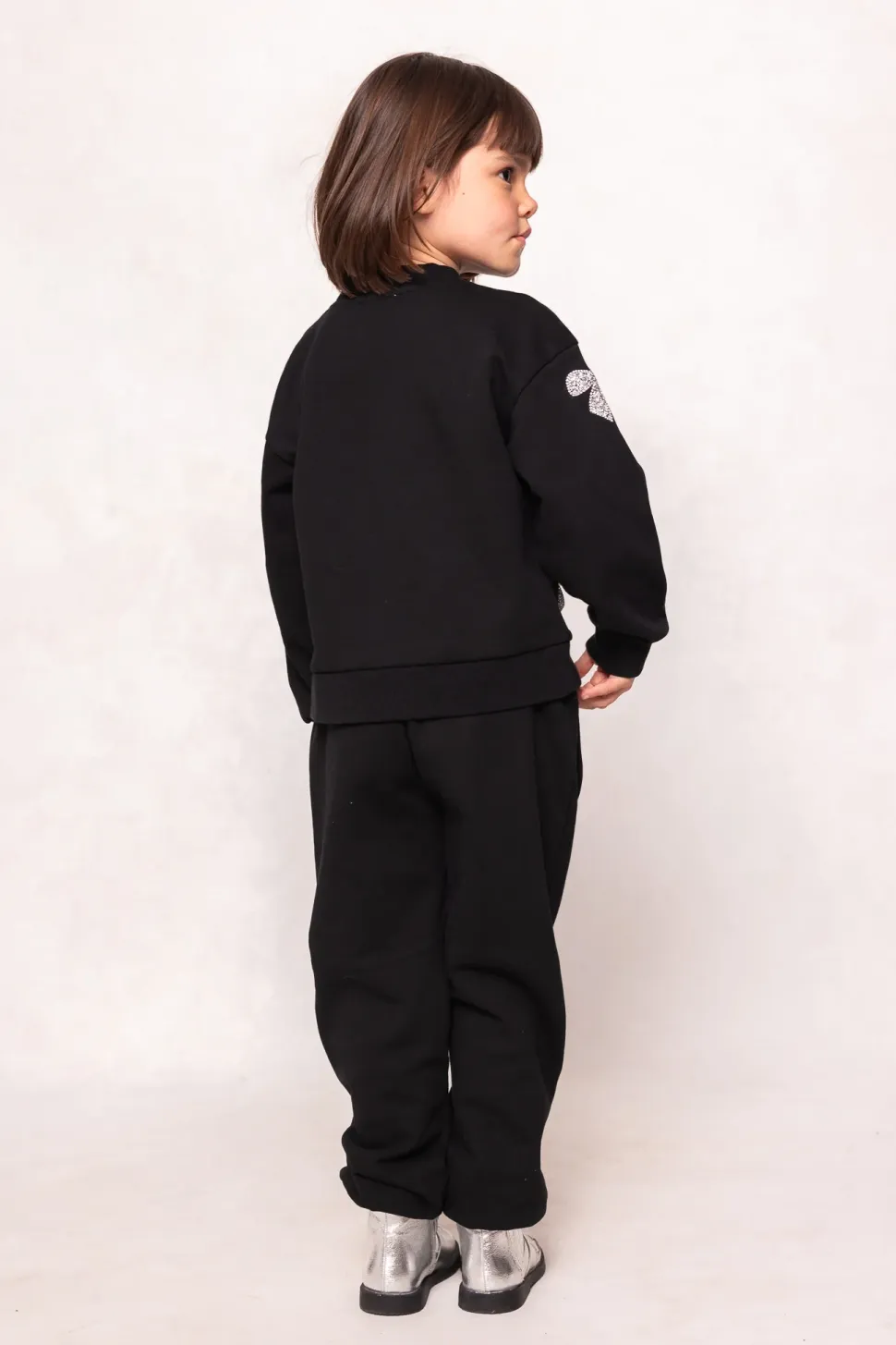 Mini Micah Crew Neck Sweatshirt in Black & Bows