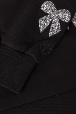 Mini Micah Crew Neck Sweatshirt in Black & Bows