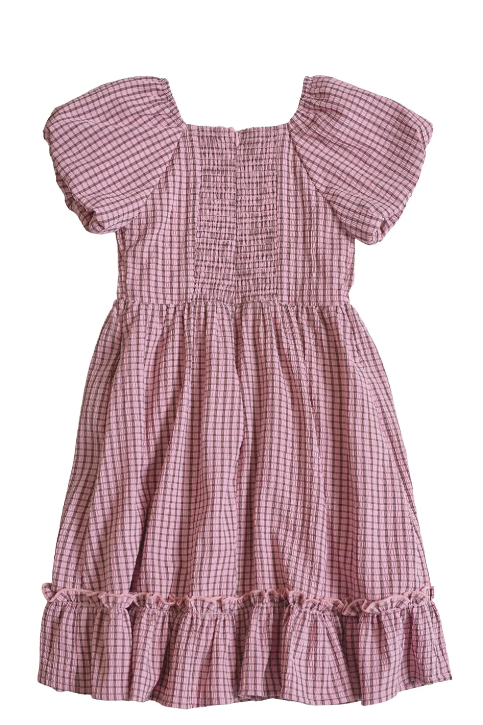 Mini Monica Dress in Pink & Brown Gingham