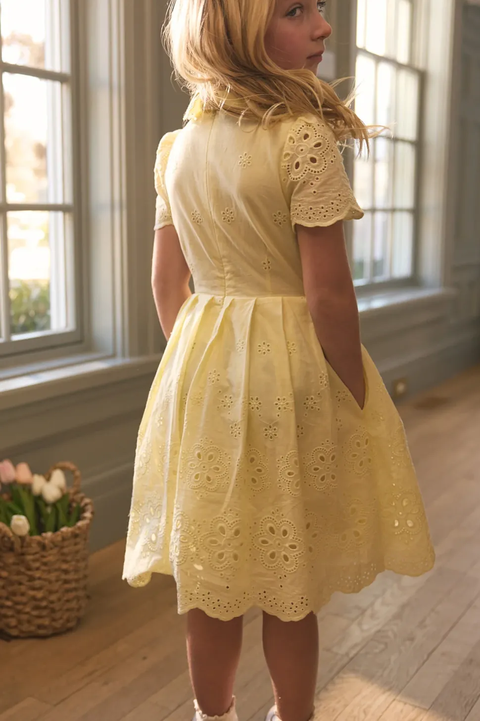Mini Penny Dress in Butter Yellow Eyelet