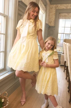 Mini Penny Dress in Butter Yellow Eyelet