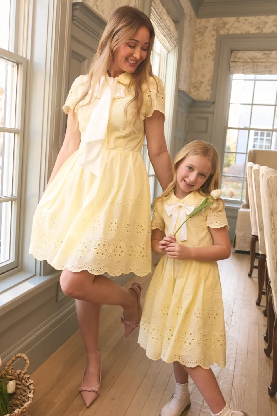 Mini Penny Dress in Butter Yellow Eyelet