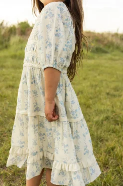 Mini Roselyn Dress in Ivory Porcelain Fleur