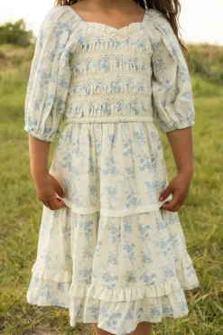 Mini Roselyn Dress in Ivory Porcelain Fleur