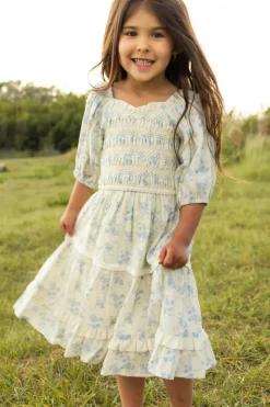 Mini Roselyn Dress in Ivory Porcelain Fleur