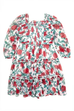 Mini Selena Dress in Red Roses